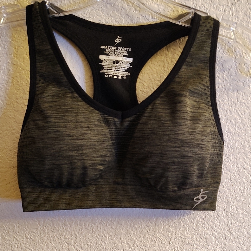 NEW Amazing Sports Yoga Gym Black-Gray Sports Bra B16 X